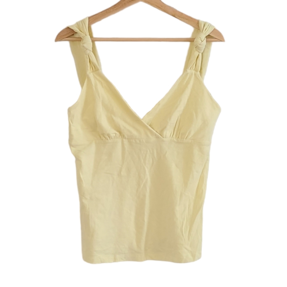 Banana Republic Factory Yellow Tank Knotted Strap V-neck Size Medium EUC